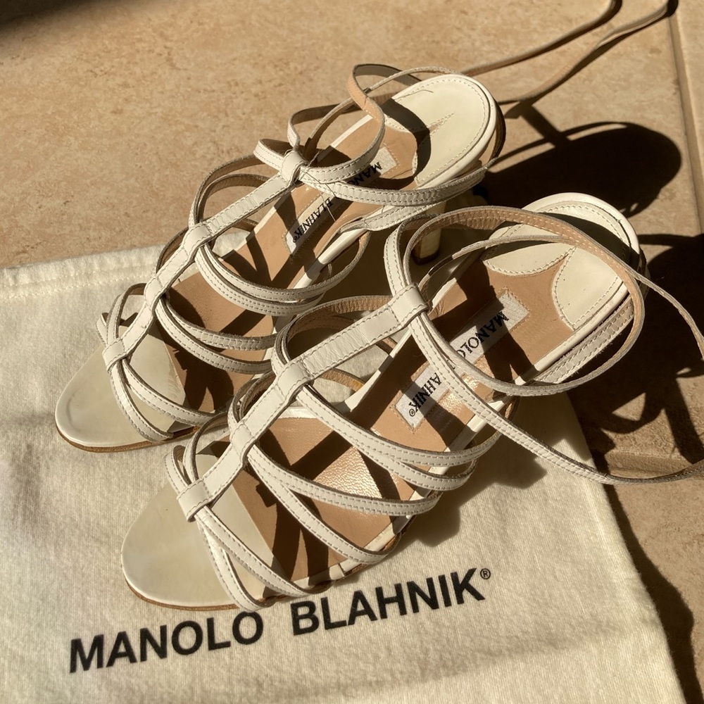 Manolo Blahnik White Gladiator heels